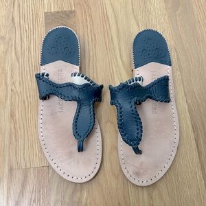 Jack Rogers Navy Blue Leather Jackie Sandal size 7 medium